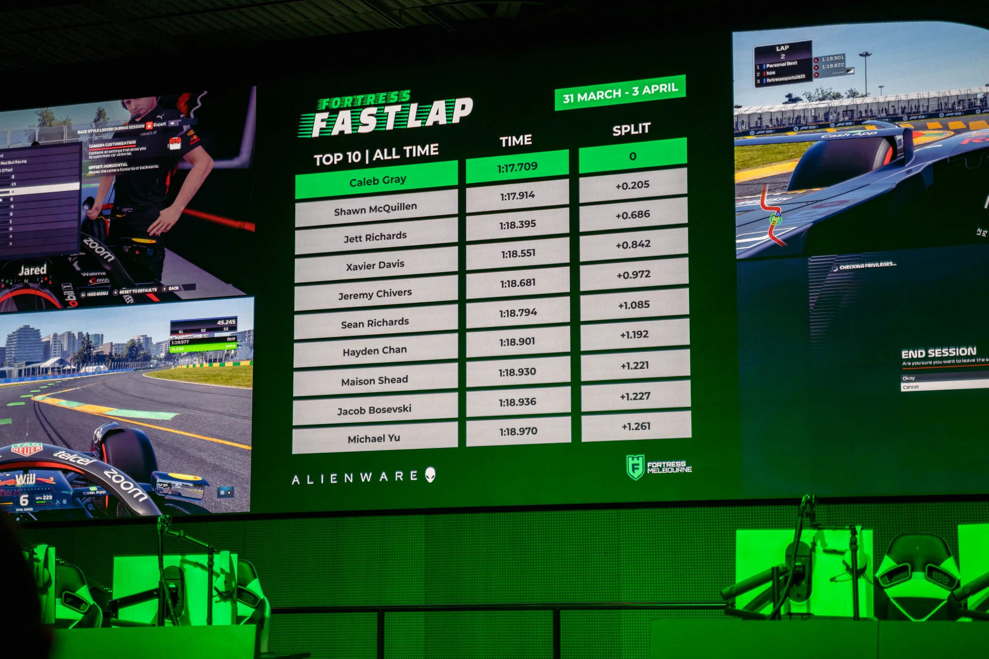 Fortress Fast Lap leaderboard on the big screen
